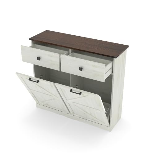 Tilt Out Trash Can Cabinet with Drawer Y11400