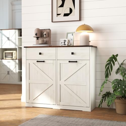 Tilt Out Trash Can Cabinet with Drawer Y11400