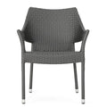 Set of 4 Grey PE Wicker Stackable Armchairs X51656