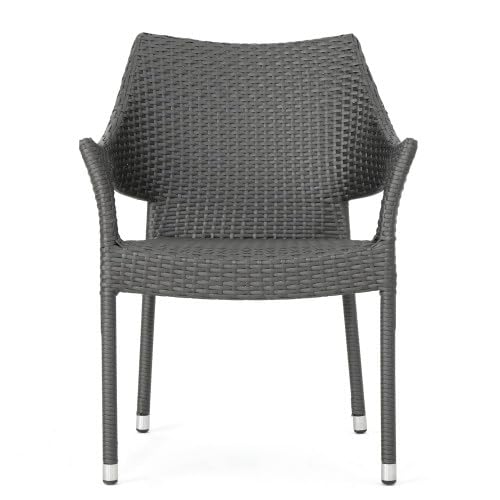 Set of 4 Grey PE Wicker Stackable Armchairs X51656