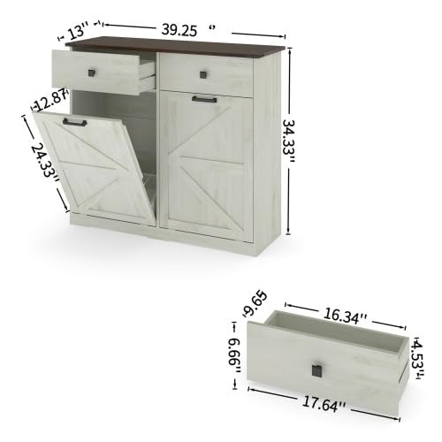 Tilt Out Trash Can Cabinet with Drawer Y11400