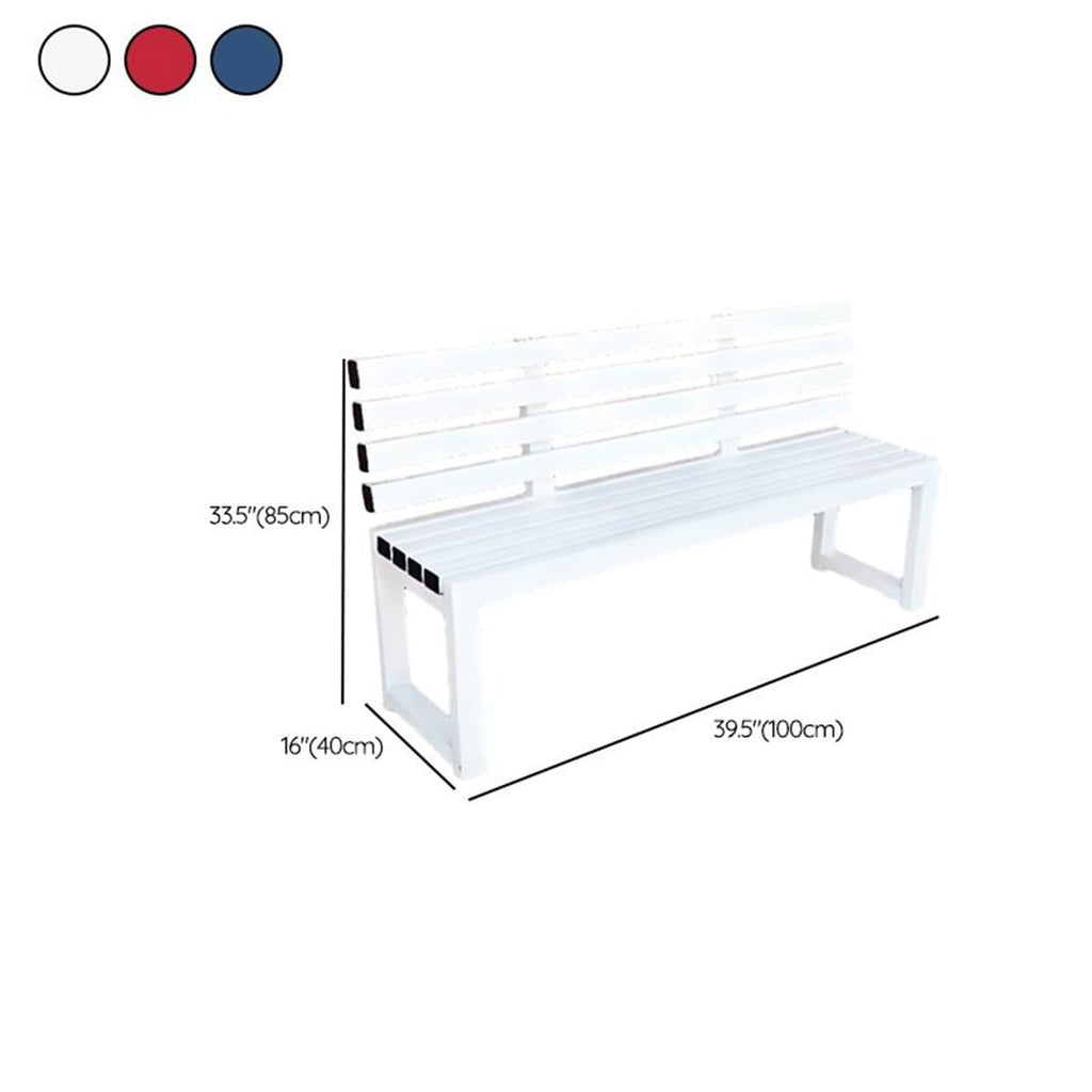 White Water-Resistant Alloy Patio Bench with Back W4418