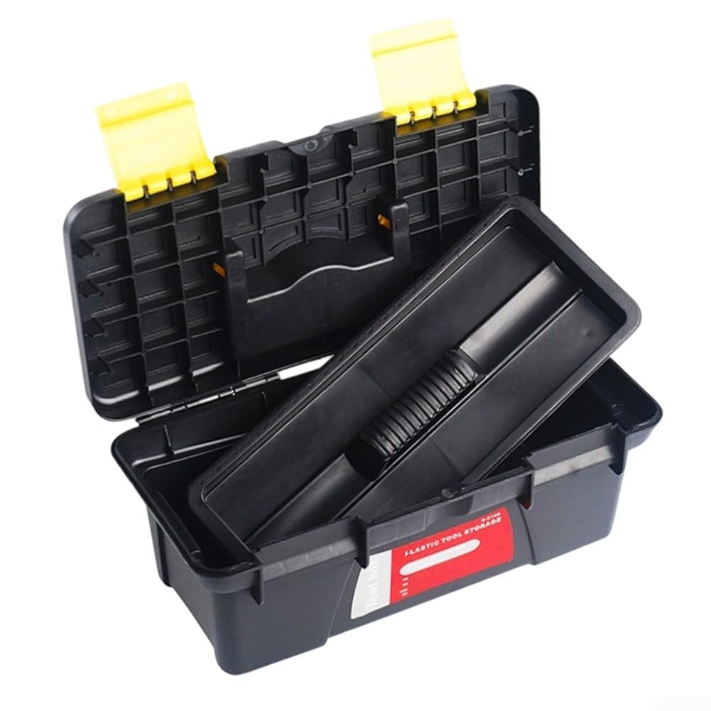 10 Inch Black Plastic Toolbox with Dual Layer Organization B938
