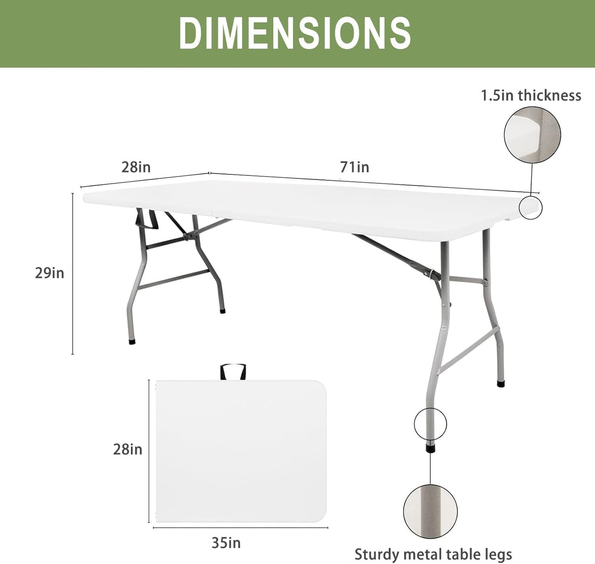 6FT Plastic Folding Table with Lock and Handle G43835