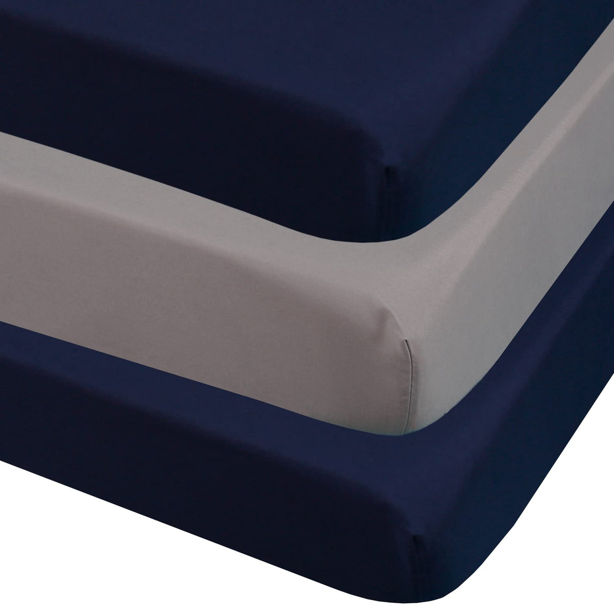 3-Pack Fitted Crib Sheets Set, 9" Deep Microfiber, Navy Blue Charcoal Gray R148