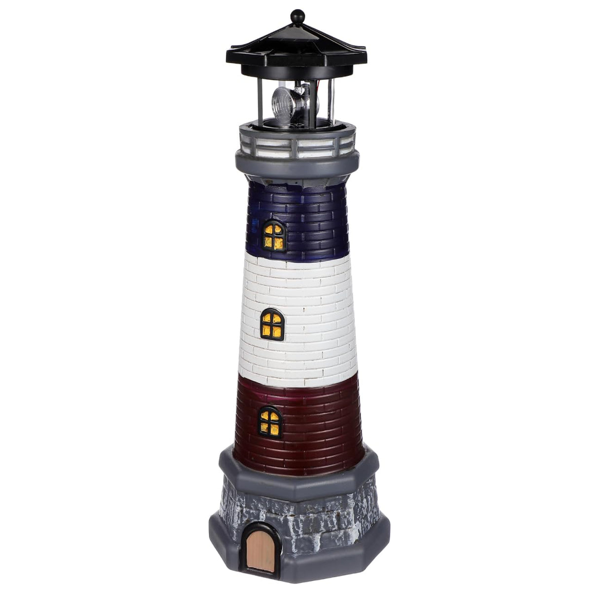 Solar Lighthouse Statue, Resin Waterproof, Black, 4.72 X 4.72 X 14.76 Inches M86319