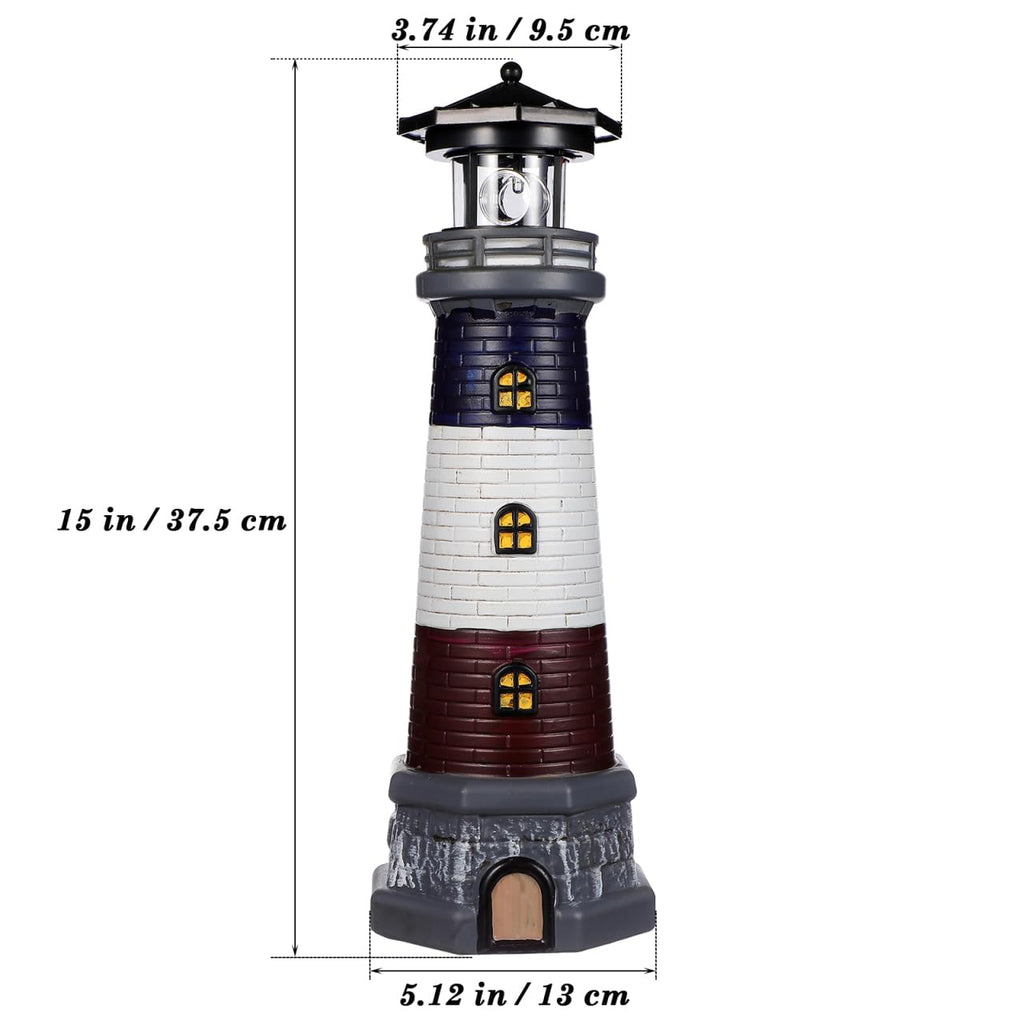 Solar Lighthouse Statue, Resin Waterproof, Black, 4.72 X 4.72 X 14.76 Inches M86319