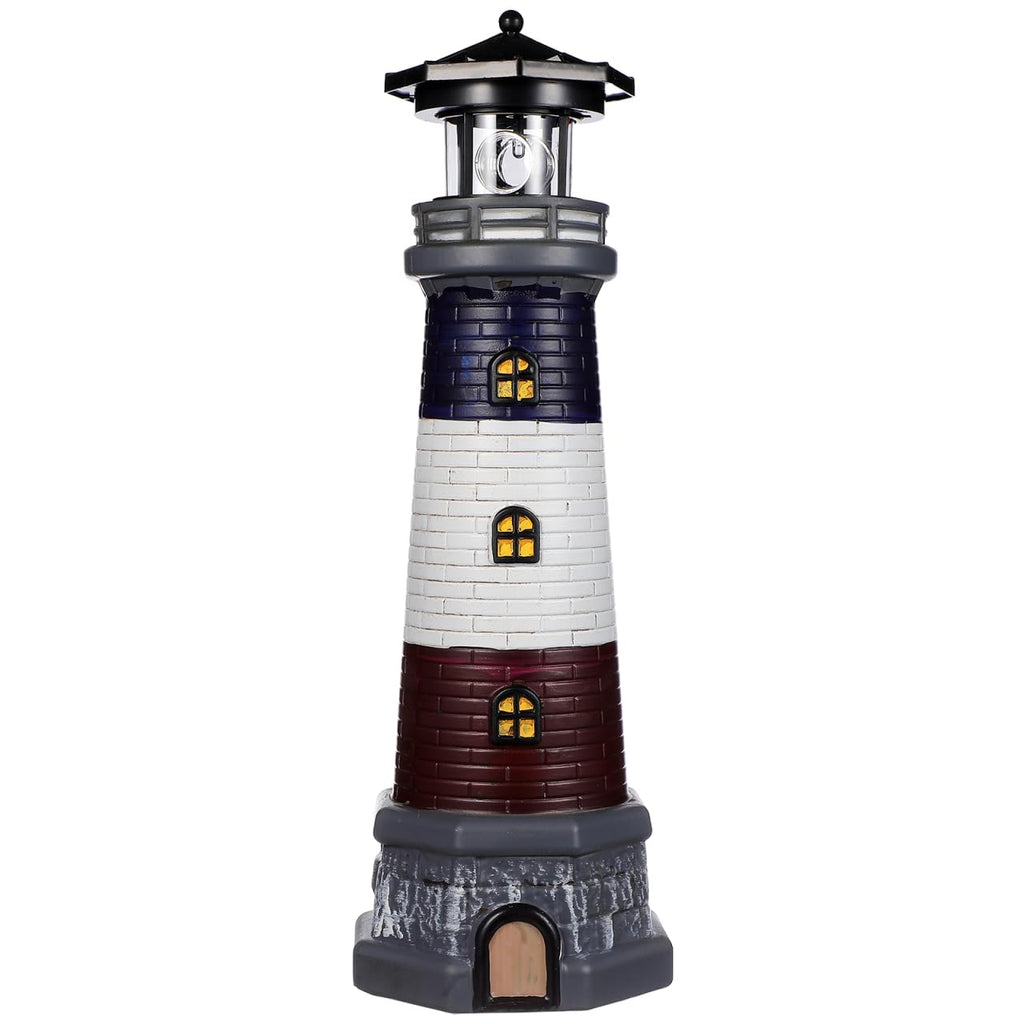 Solar Lighthouse Statue, Resin Waterproof, Black, 4.72 X 4.72 X 14.76 Inches M86319