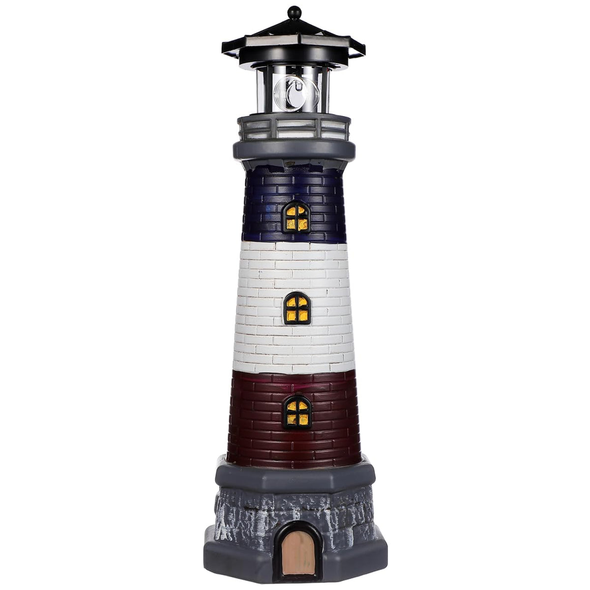 Solar Lighthouse Statue, Resin Waterproof, Black, 4.72 X 4.72 X 14.76 Inches M86319
