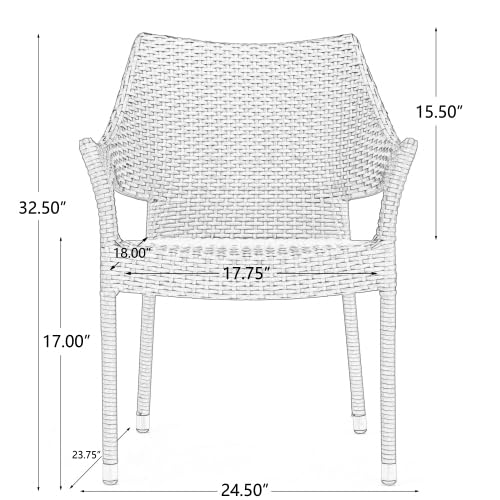 Set of 4 Grey PE Wicker Stackable Armchairs X51656