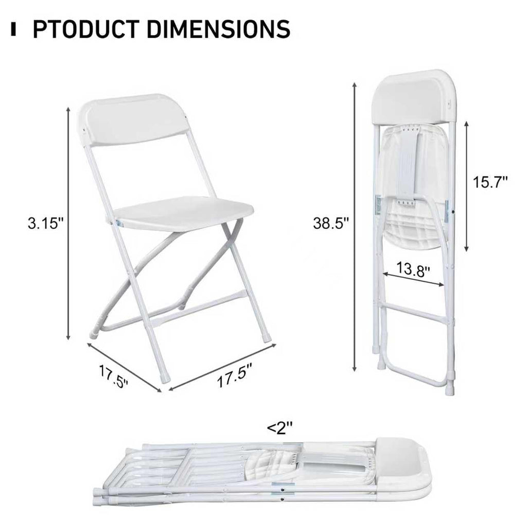 10 Pack White Folding Chairs 350LBS Capacity Steel L43355