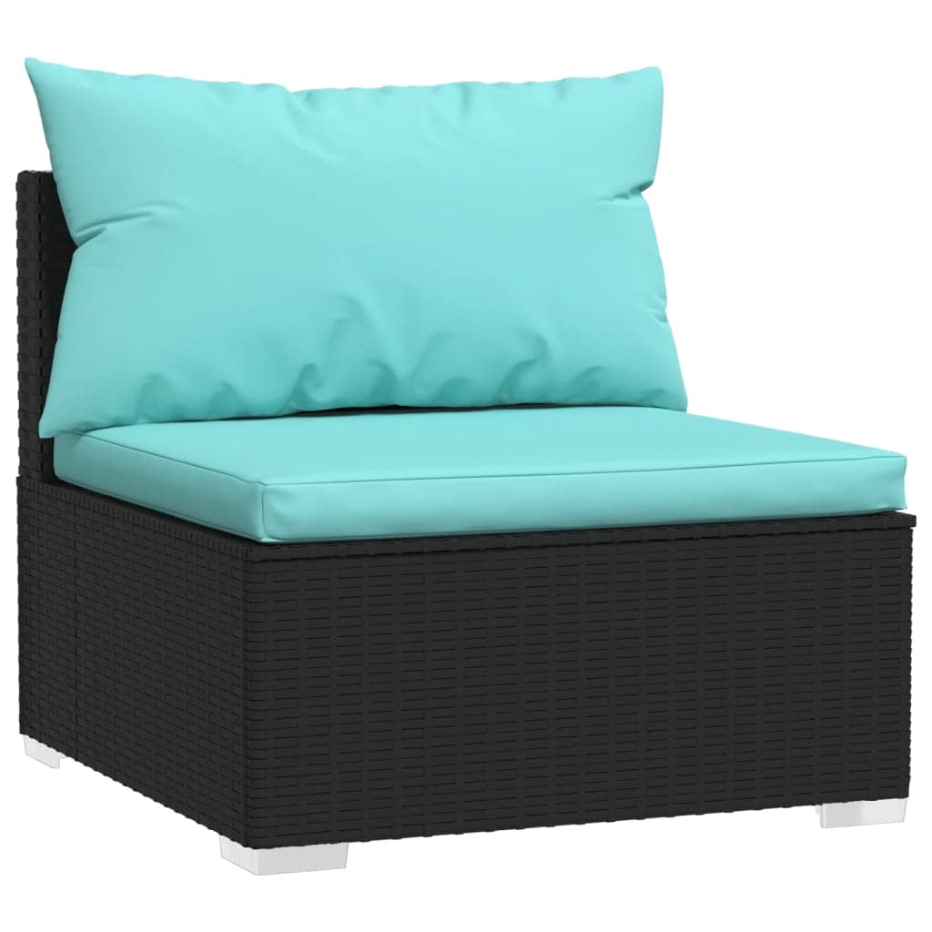 Black 13-Piece PE Rattan Outdoor Sectional Sofa W80266