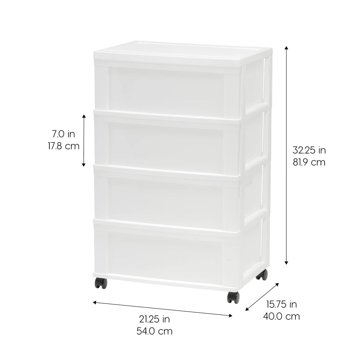 4 Drawer White Storage Cart with Wheels S72521