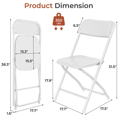 10 Pack White Plastic Folding Chair O325