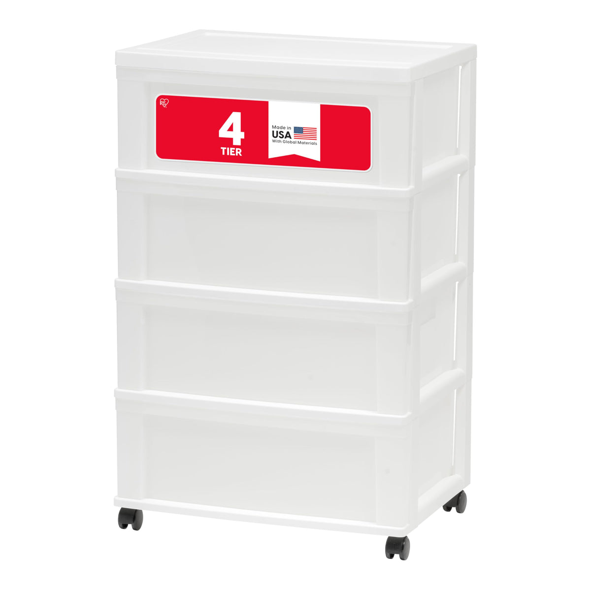 4 Drawer White Storage Cart with Wheels S72521