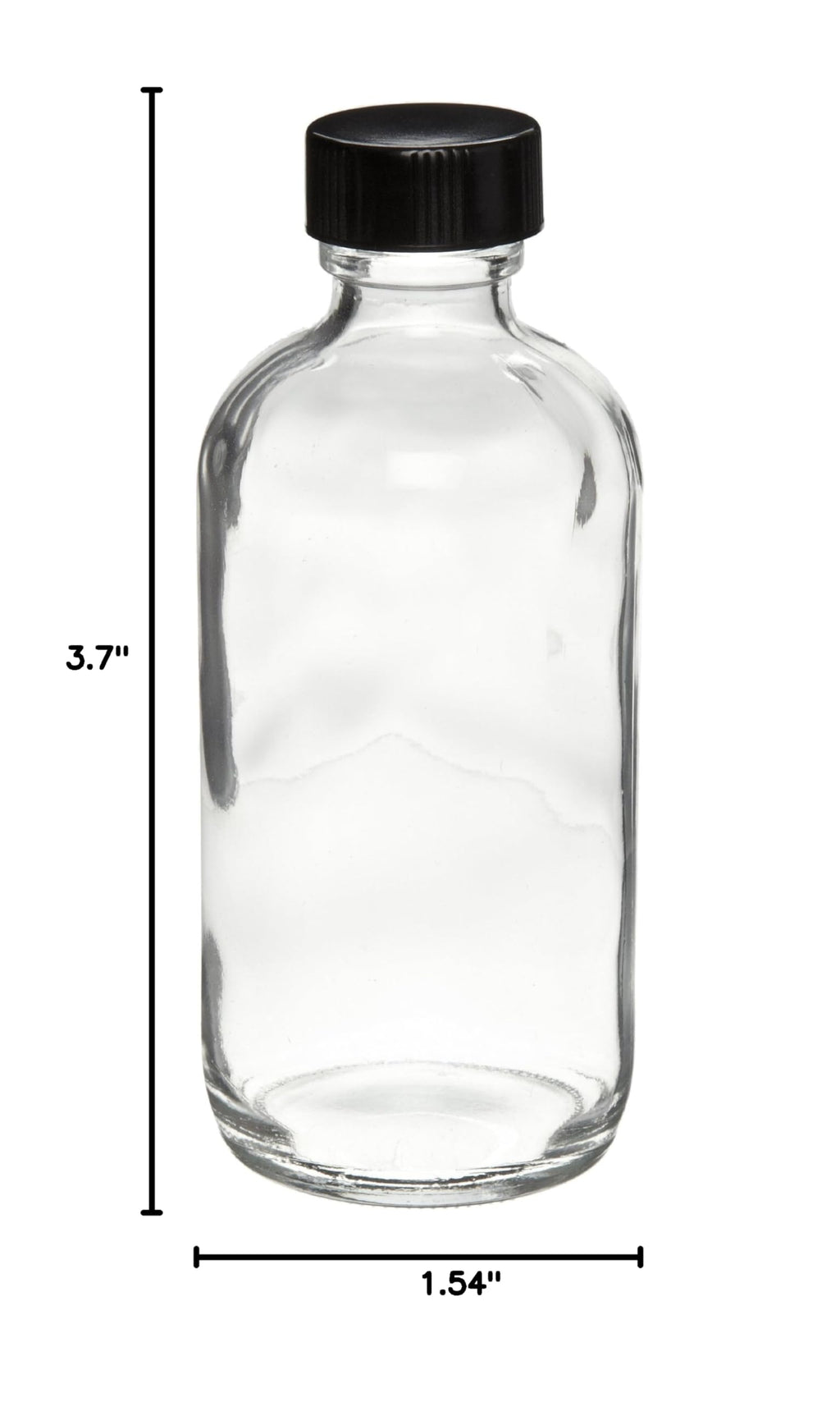 Clear Glass 2oz Boston Round Bottle with Black Screw Cap, Case of 24 U684075