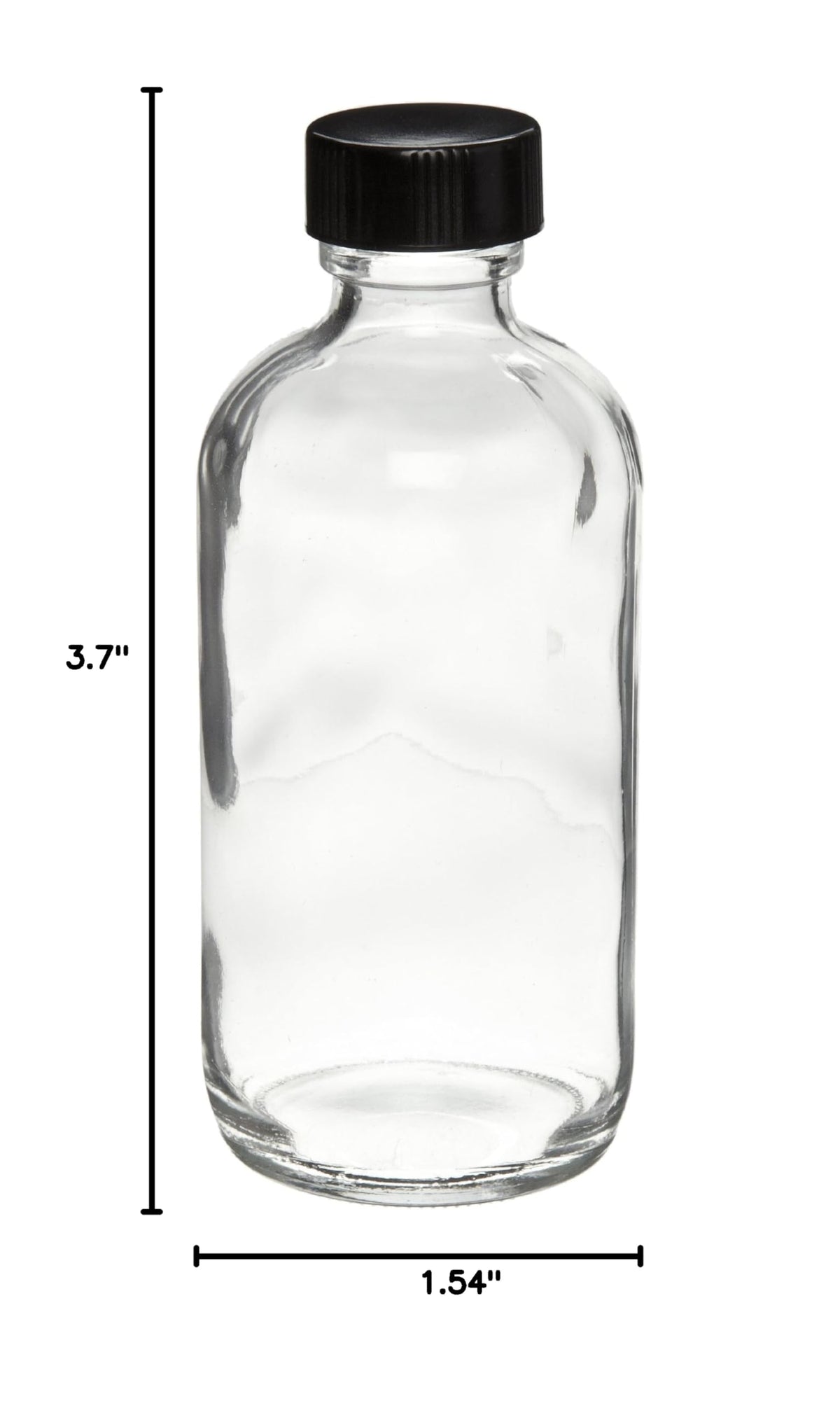 Clear Glass 2oz Boston Round Bottle with Black Screw Cap, Case of 24 U684075