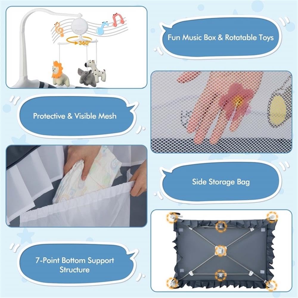 Portable Baby Crib with Bassinet and Changing Table B203291