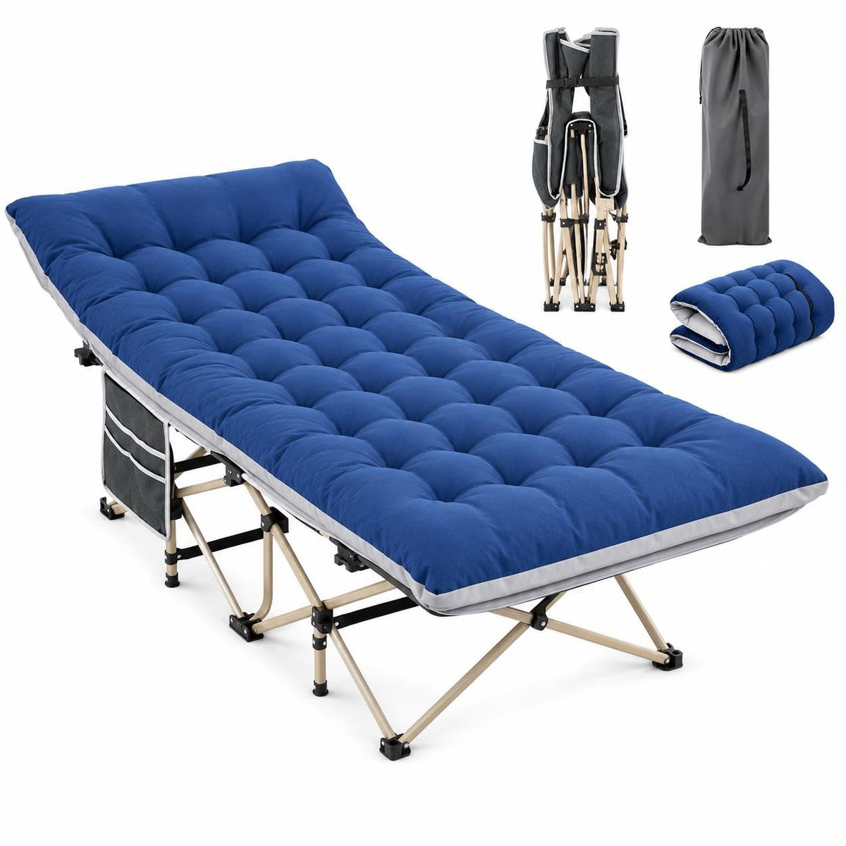 Folding Camping Cot with Thick Mat & Carry Bag R561