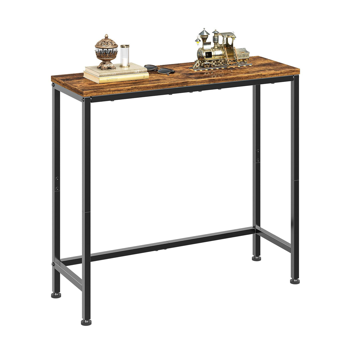 Narrow Side Table, 29.8" Console Table, Rustic Brown V9019