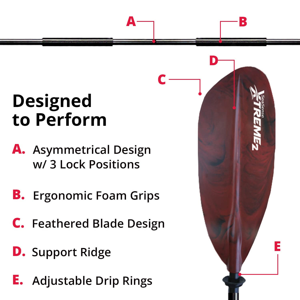 96” Fiberglass Reinforced Nylon Kayak Paddle O206913