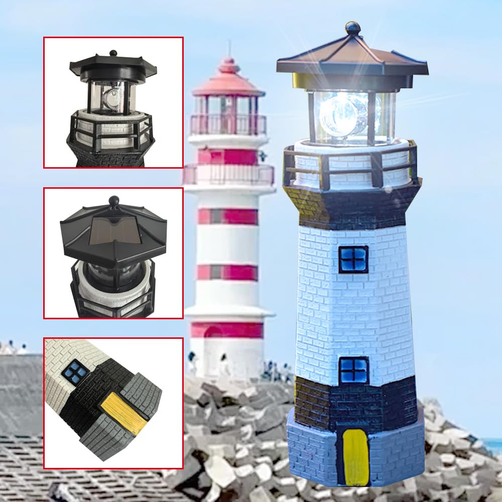 Black and White Solar Lighthouse Decorative Lights F161001