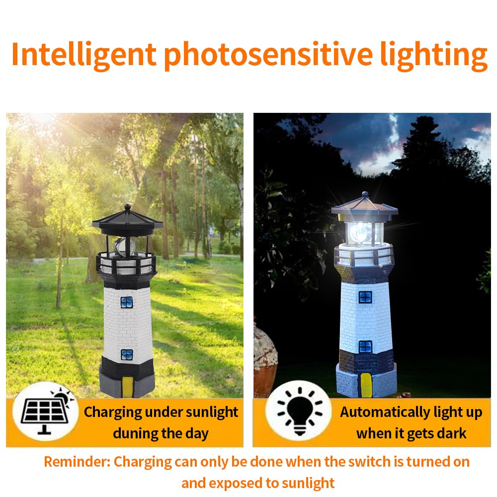 Black and White Solar Lighthouse Decorative Lights F161001