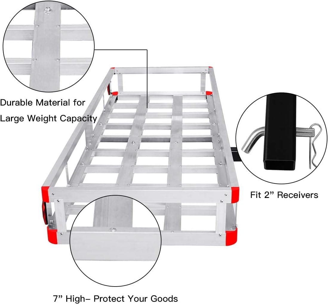 500lb Capacity Aluminum Hitch Cargo Carrier with Ramp T22755