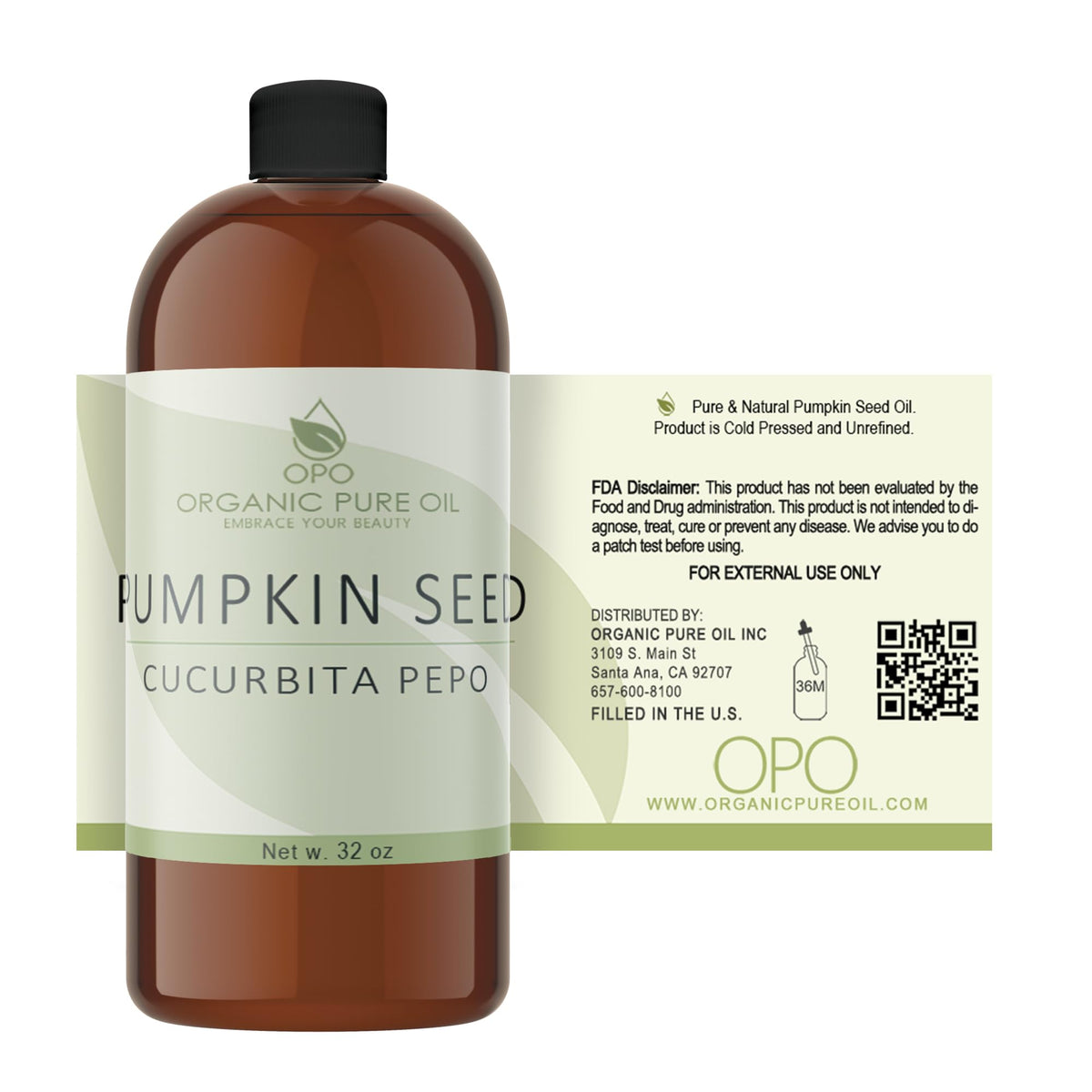 Pure Unrefined Non-GMO Pumpkin Seed Oil 32 oz H3613