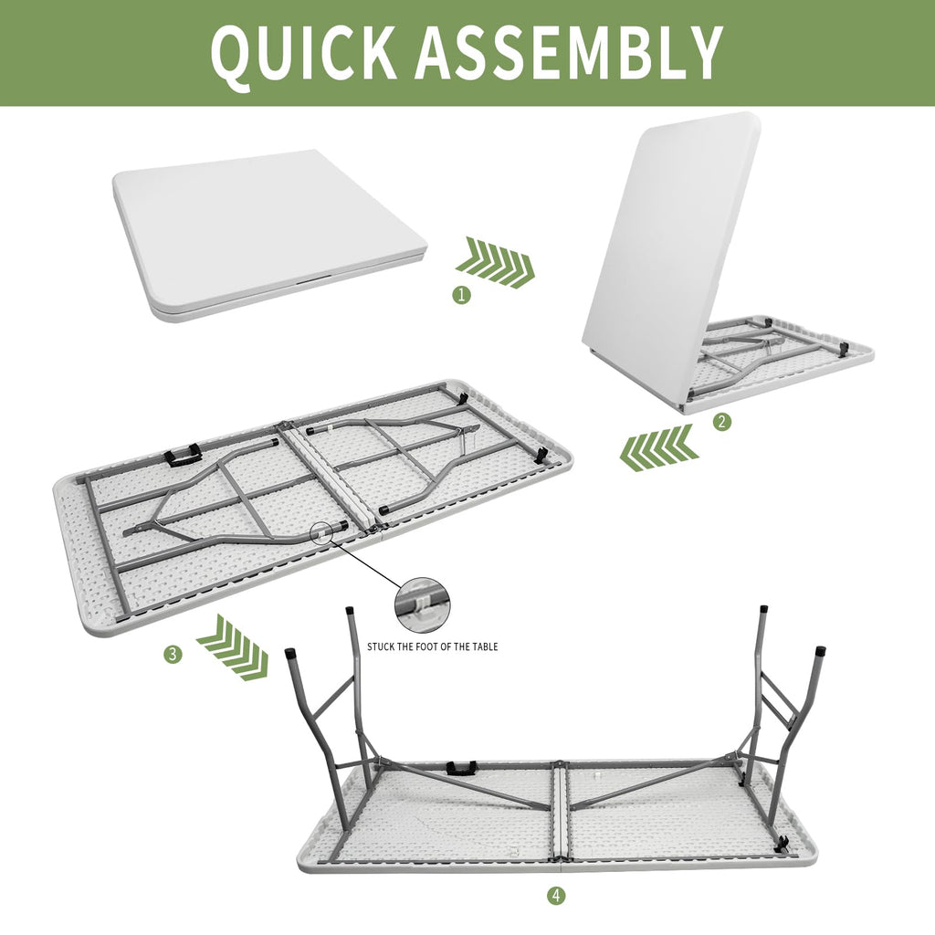 6FT Plastic Folding Table with Lock and Handle G43835