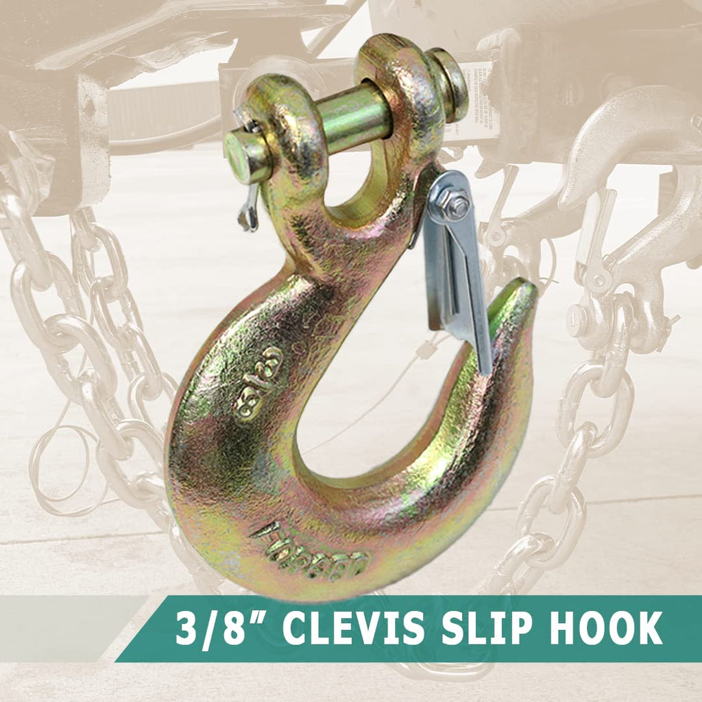 4 Pack 3/8" Grade 70 Forged Clevis Slip Hook with Safety Latch M9961