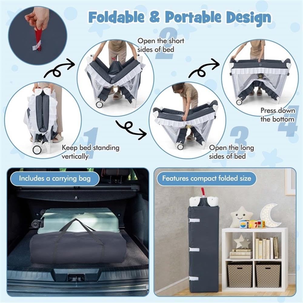 Portable Baby Crib with Bassinet and Changing Table B203291