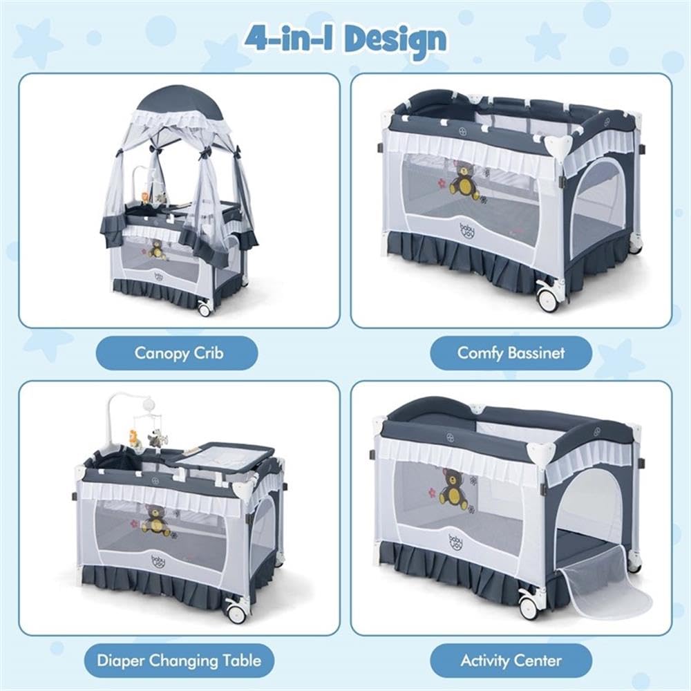Portable Baby Crib with Bassinet and Changing Table B203291