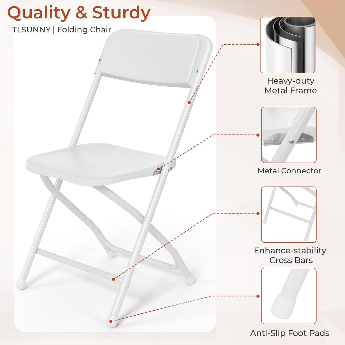 10 Pack White Plastic Folding Chair O325