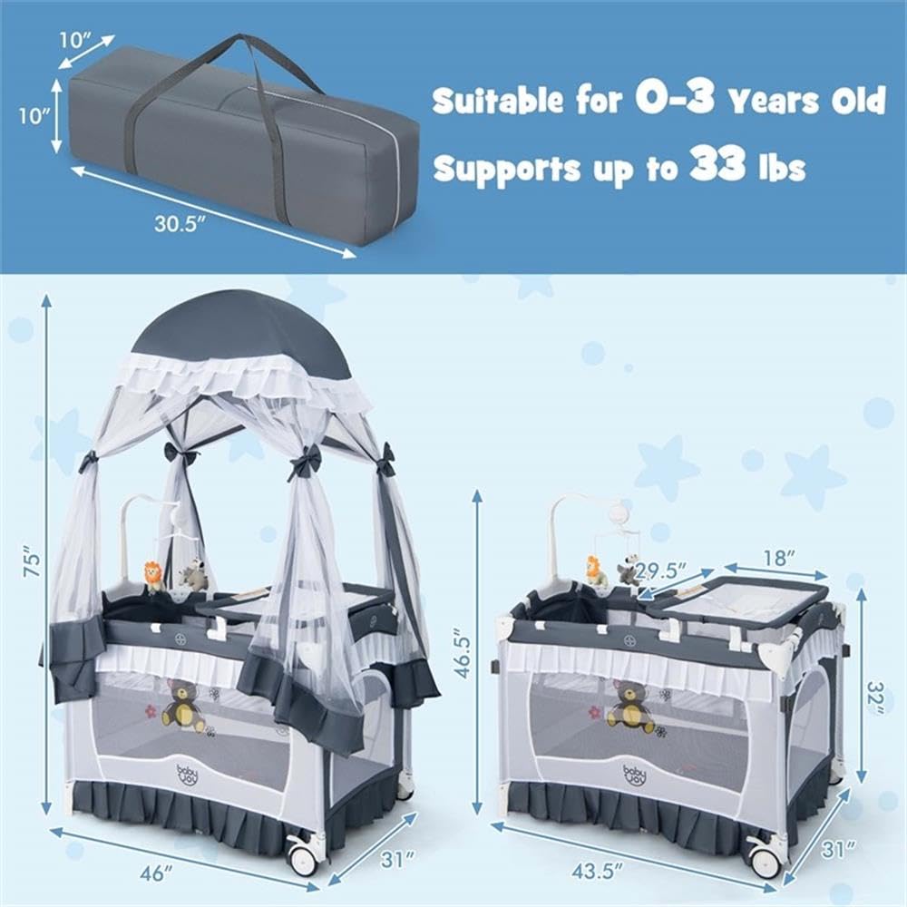 Portable Baby Crib with Bassinet and Changing Table B203291