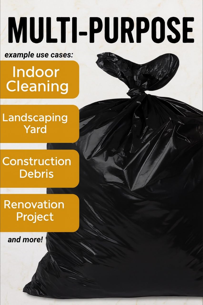 32-33 Gallon 2.5 Mil Black Heavy Duty Trash Bags 100 Count G25180