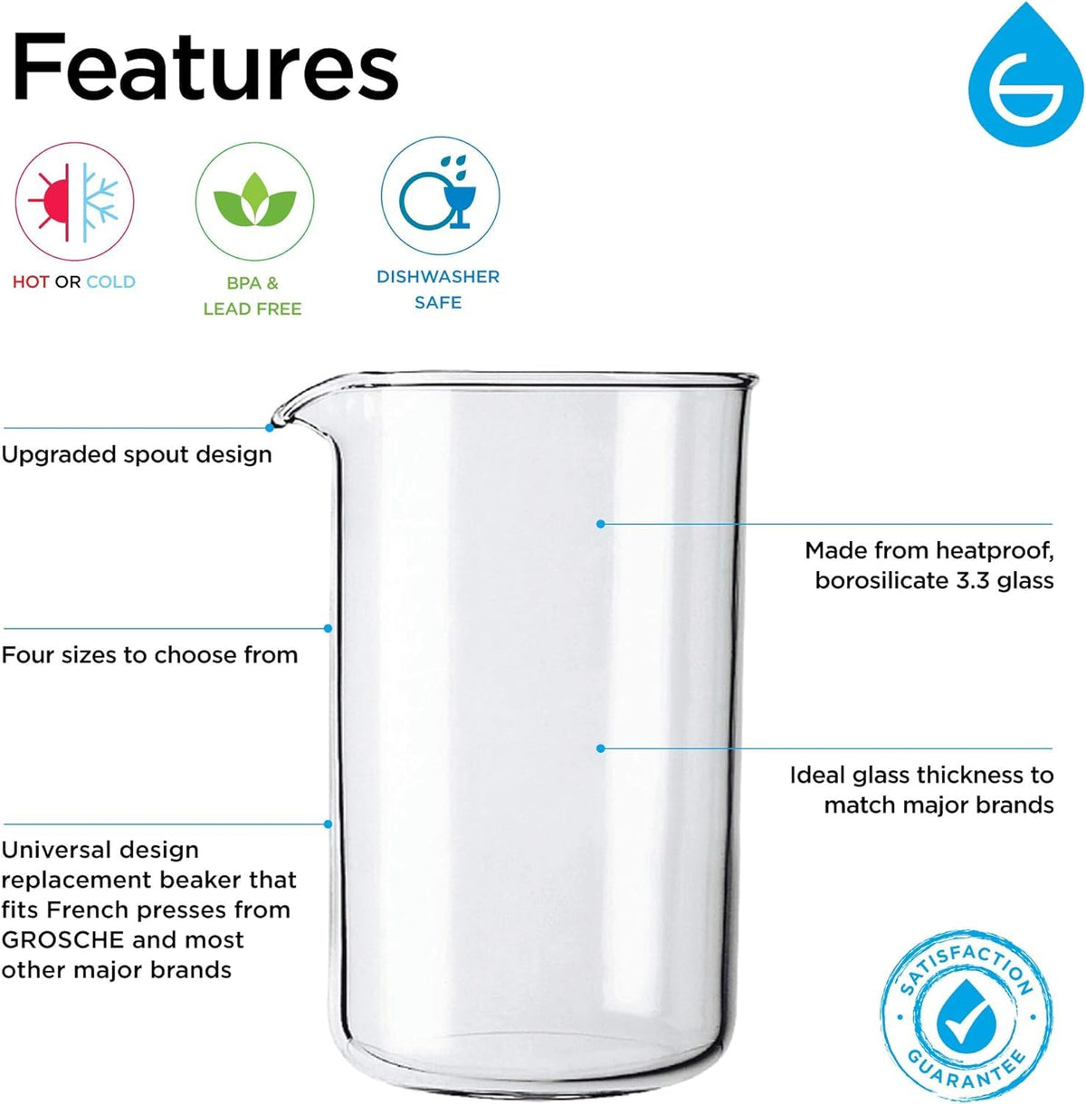 Borosilicate Glass French Press Beaker 34 oz R75537