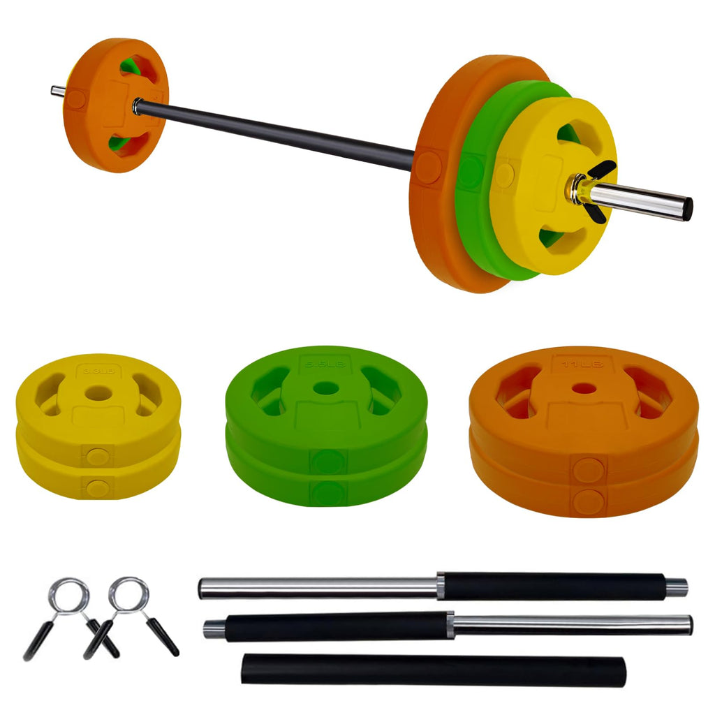 Adjustable Barbell Set, 40LB, Black, PU, Padded Grip L2914