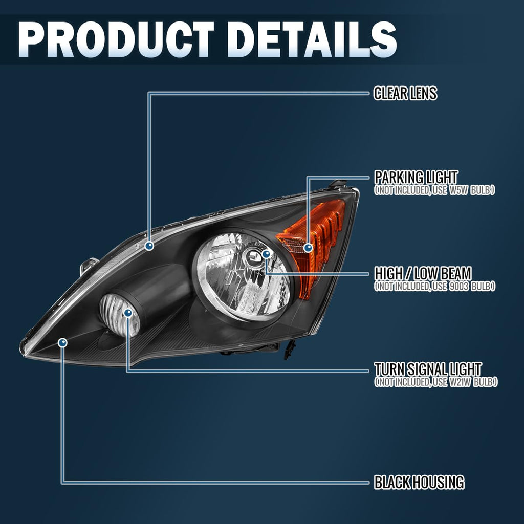 Black Halogen Headlights Pair Q582