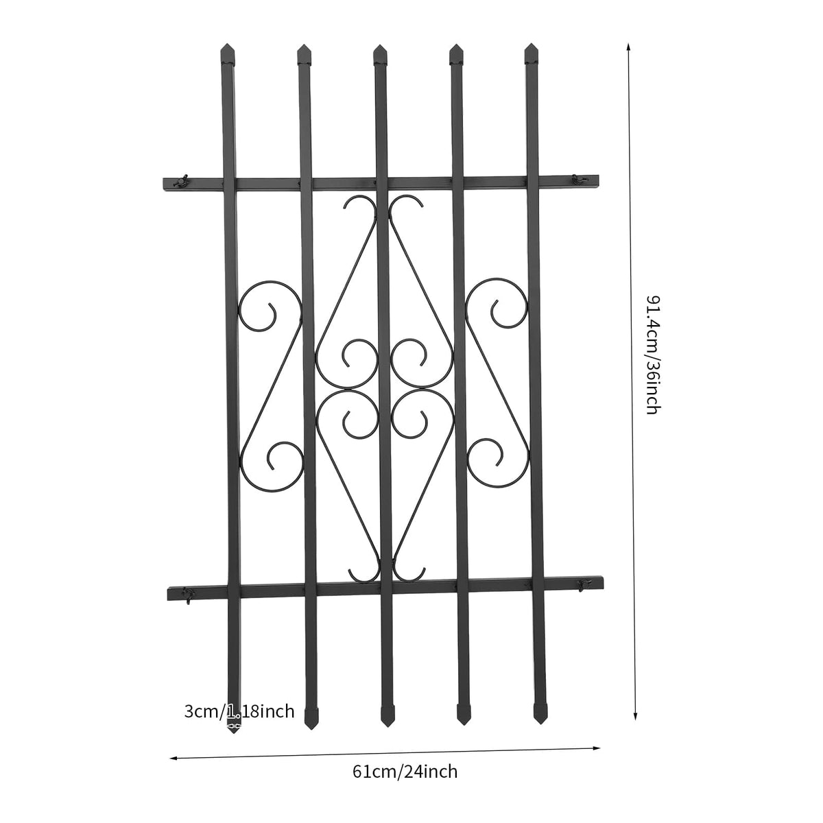 Black 24" x 36" 2 Packs Window Security Bars E32099