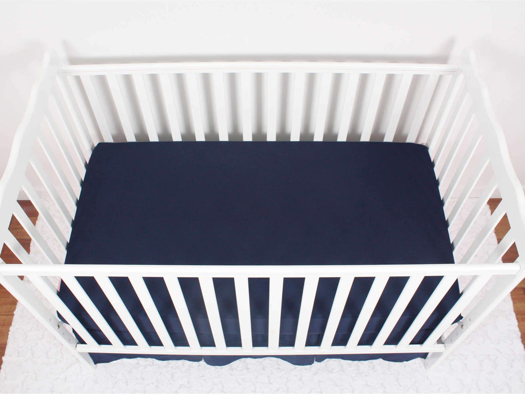 3-Pack Fitted Crib Sheets Set, 9" Deep Microfiber, Navy Blue Charcoal Gray R148