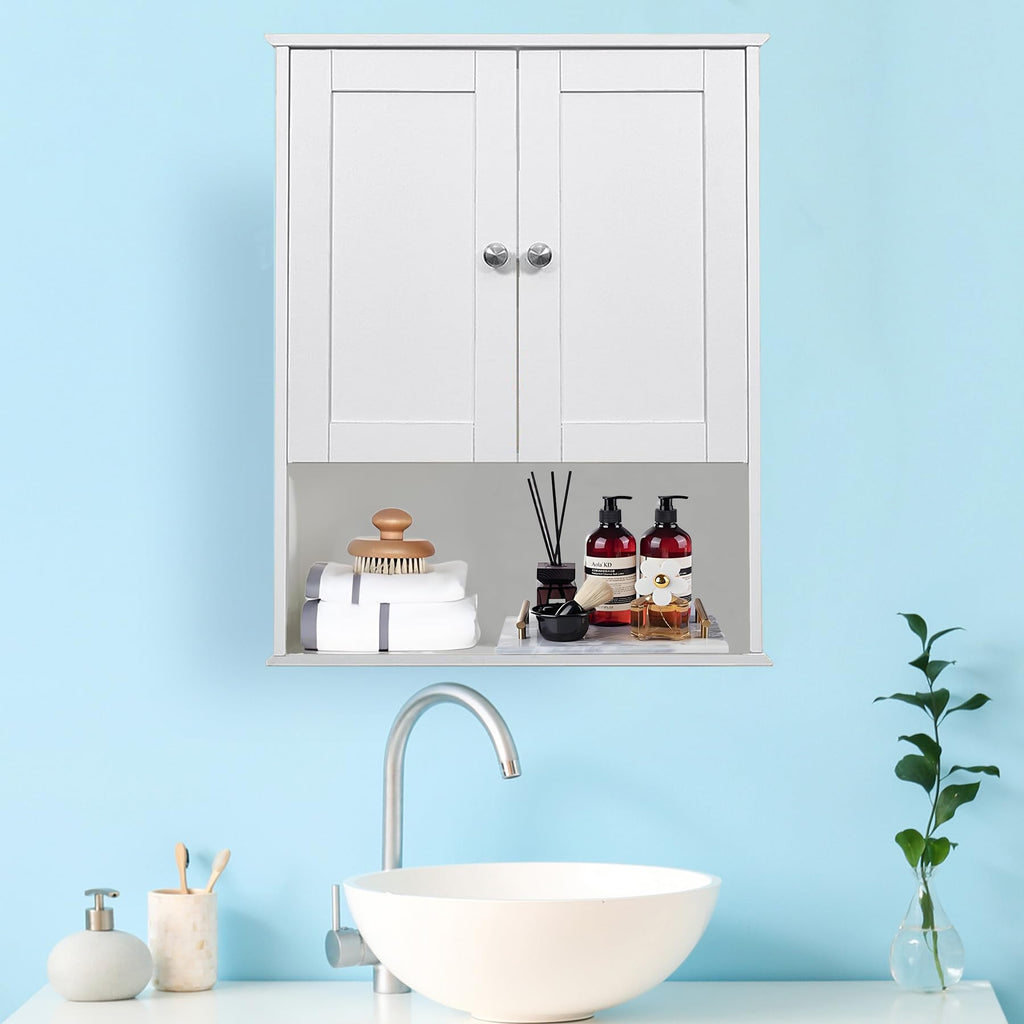 White 20x28 Inch Wall Mounted Bathroom Cabinet with Adjustable Shelf Z12911