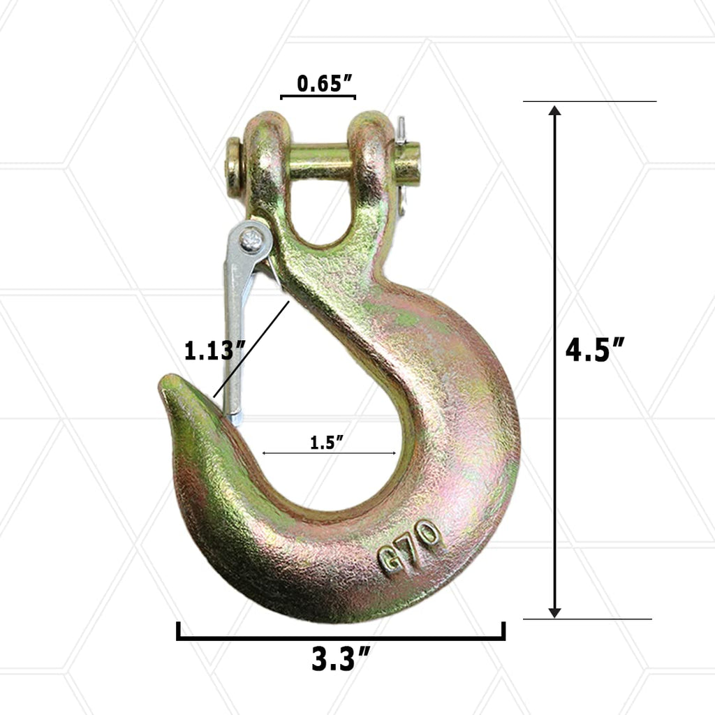 4 Pack 3/8" Grade 70 Forged Clevis Slip Hook with Safety Latch M9961
