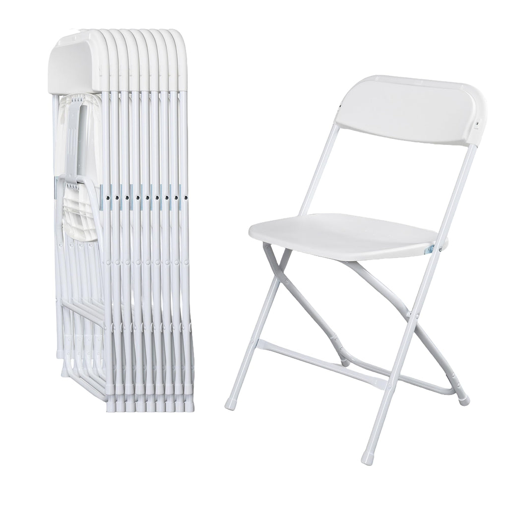10 Pack White Folding Chairs 350LBS Capacity Steel L43355