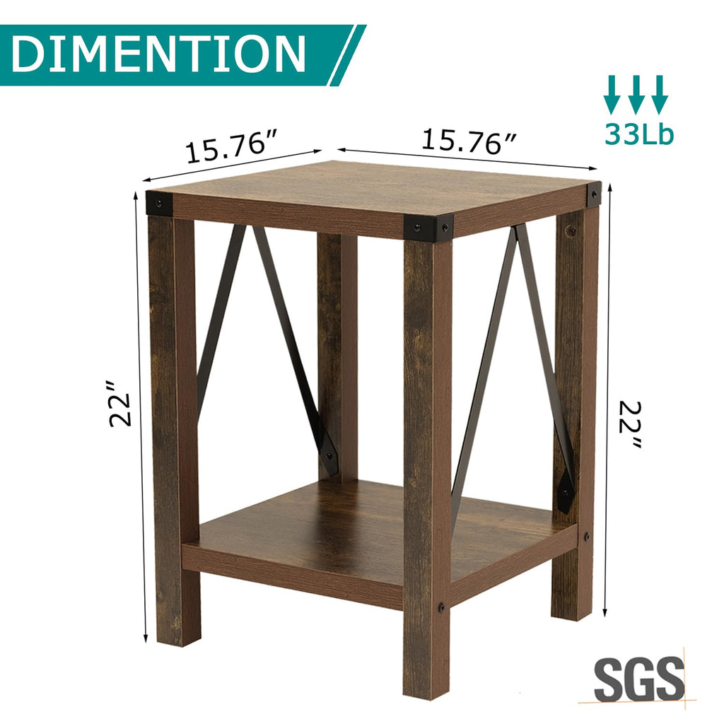 Brown 2-Tier Square End Table Q9947