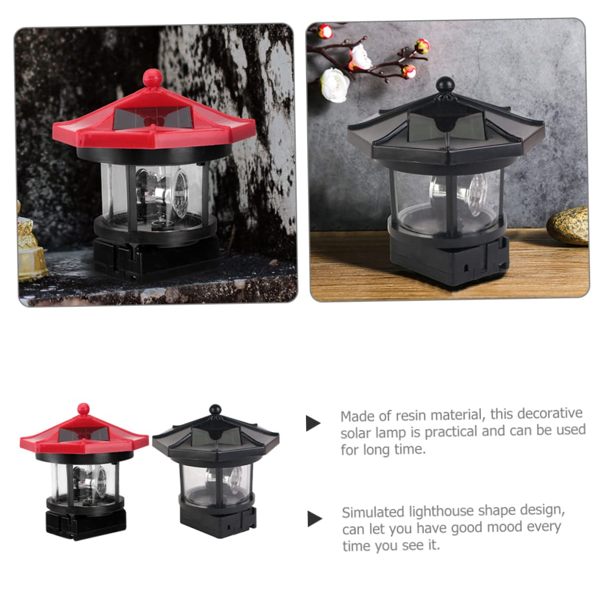 Solar Powered Rotating Lighthouse Garden Lights I761652