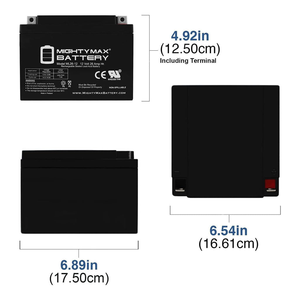 12V 26AH Sealed Lead Acid Battery 4 Pack F94591
