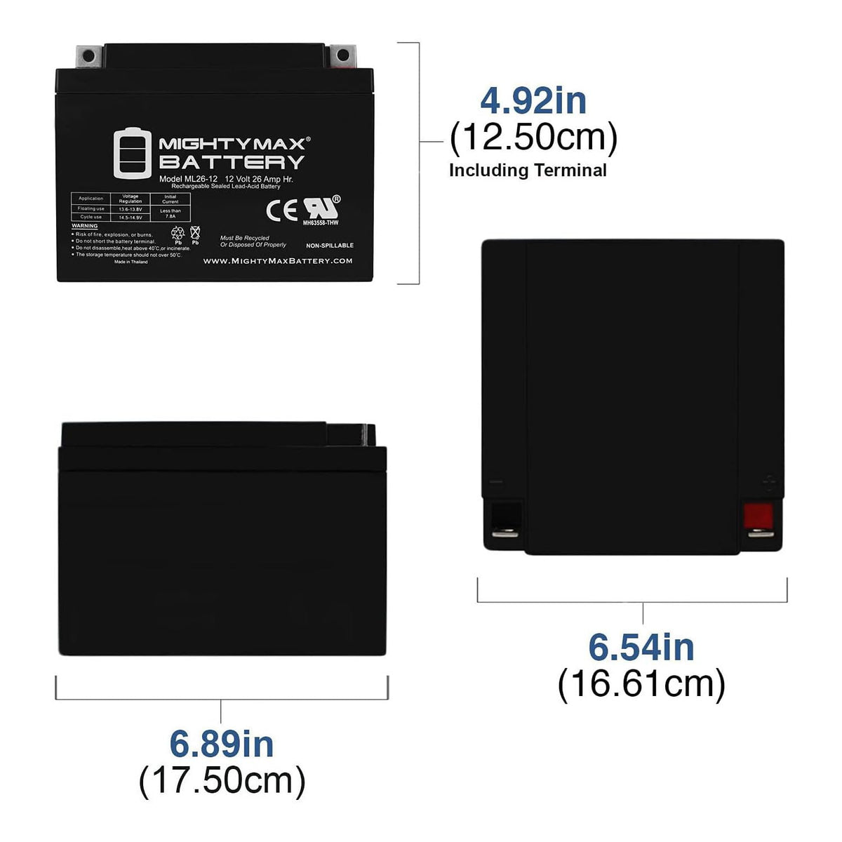 12V 26AH Sealed Lead Acid Battery 4 Pack F94591