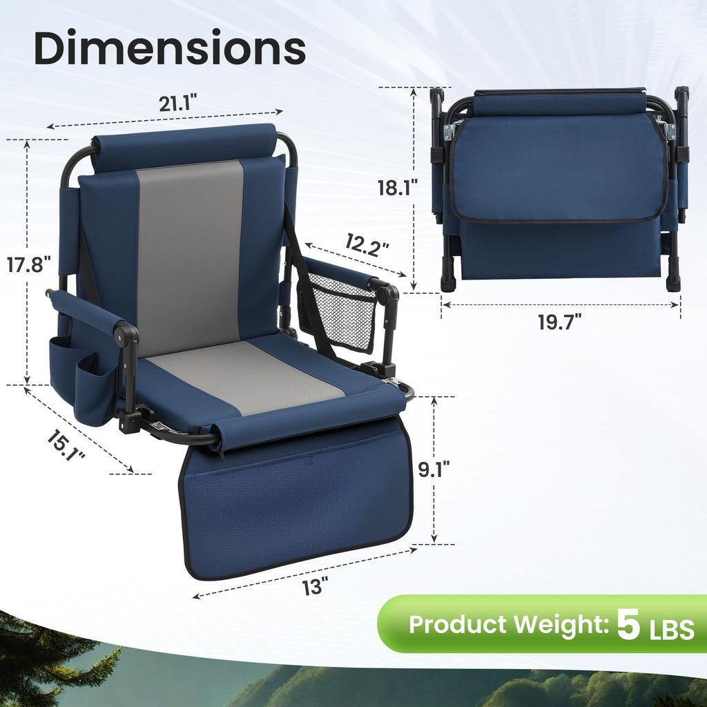 Portable Foldable Bleacher Chair with Cup Holders Blue S763316
