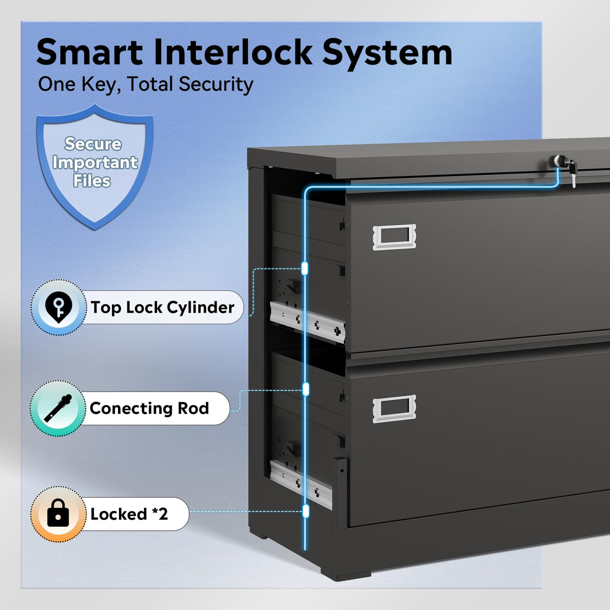 2 Drawer File Cabinet with Lock W22882